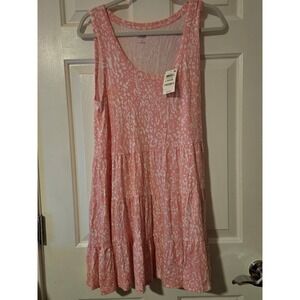Jenni Intimates Women Pink Leopard Tiered Tank Dress Large